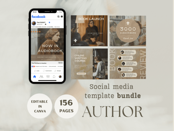 Download Author Social Media Template Bundle - Social media template Collection