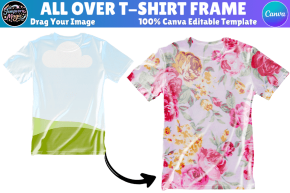 Download All over T-Shirt Canva Editable Template - Editable template Collection